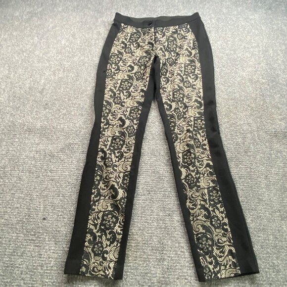 Chico's So Slimming‎ Pants Womens 00 XS Slim Leg Black & Lace Pattern - Picture 1 of 15
